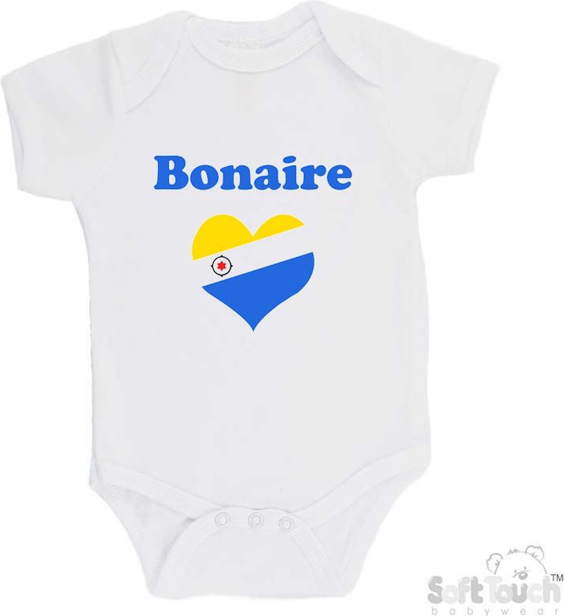Image of 100% katoenen Romper "Bonaire" Unisex Katoen Wit/blauw/geel/rood/zwart Maat 62/68