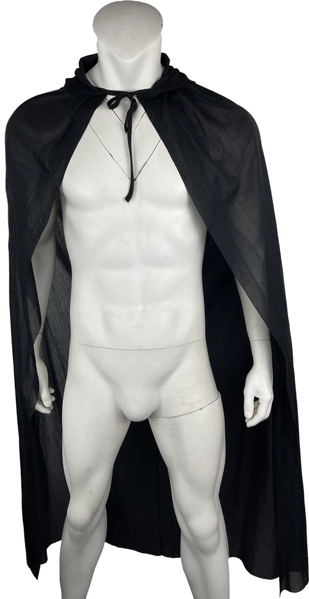 Goedkoopste Doorschijnende Cape met capuchon - BDSM - Erotisch - SM Meester - Heren Lingerie - Rollenspel Outfit - Clubwear - Transparant - Vampier - Tovenaar - Halloween