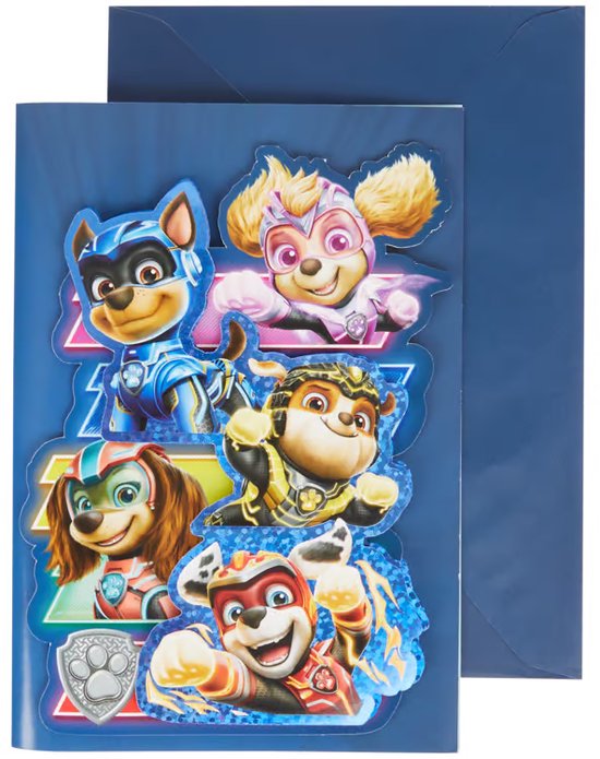 PAW Patrol - Grote 3D wenskaart - met holografisch effect - incl. envelop - Chase - Skye - Rubble - Marshall