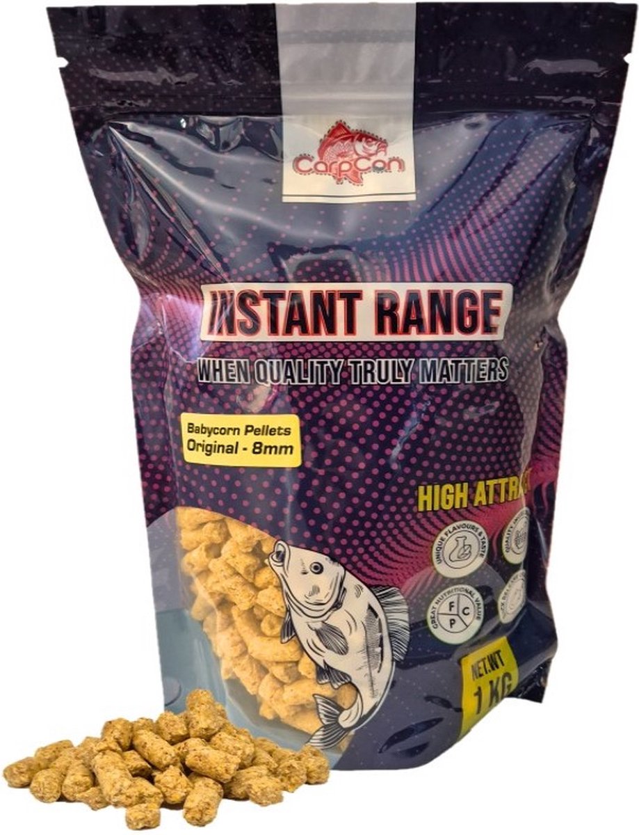 Babycorn Pellets 'Mais' 8mm - 1kg - Karper/Witvis Pellets - Lokvoer/Aas voor Vissen