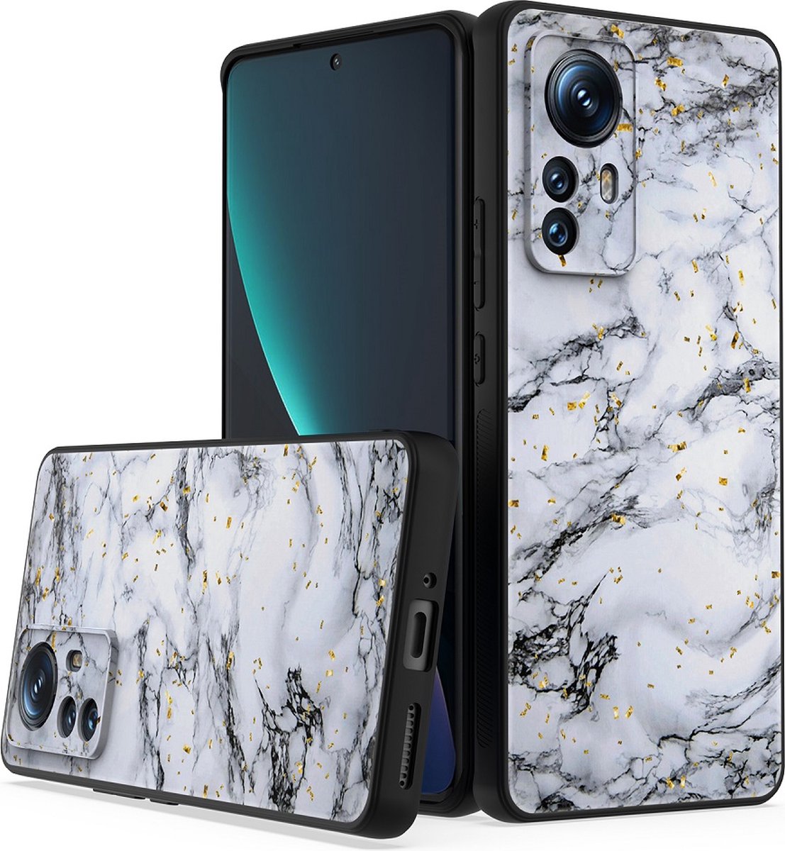 Silicone Hoesje Print - Backcover - Geschikt voor Xiaomi 12 / 12X - Marmer Wit