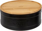 5Five Pot à biscuits/boîte de conservation Biscuits - céramique - avec couvercle en bambou - noir/beige - 23 x 10 cm