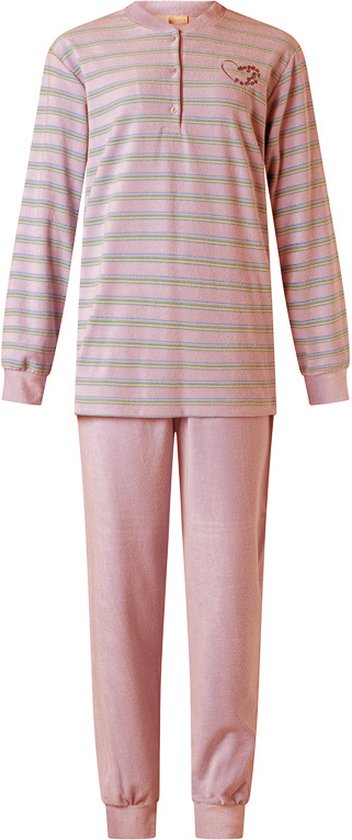 Lunatex badstof dames pyjama - Streep - XL - Blauw