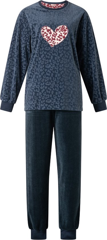 Pyjama femme Lunatex Velours - Coeur de panthère - XL - Zwart