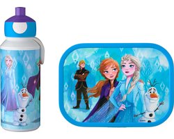 foto van Mepal lunchset (pop-up fles & lunchbox) Campus - 400 + 750 ml - Broodtrommel en Drinkbeker voor kinderen - Bento box - Pop-up drinkfles - Frozen 2