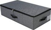 Opvouwbare stevige opbergbox voor onder het bed met handvat, deksel met ritssluiting, dekens, kleding, dekbedden, opbergbak voor slaapkamers en kledingkasten, 74,5 38 18 cm, zwartgrijs