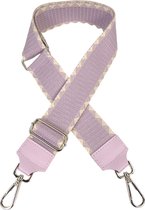 Qischa® Bag strap - Tassenriem - Schouderband - Schouderriem - Tassen Riem - Tas Hengsel - Verstelbare Riem - violet, beige - zilveren hardware