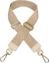 Qischa® Bag strap - Tassenriem - Schouderband - Schouderriem - Tassen Riem - Tas Hengsel - Verstelbare Riem - beige, beige taupe - gouden hardware