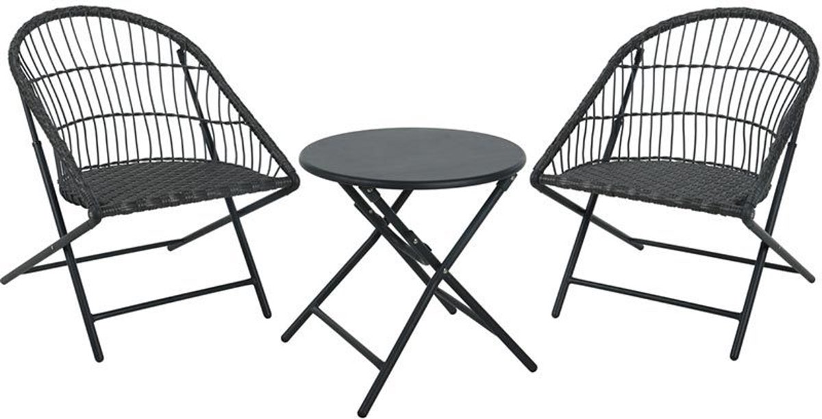 Bol.com Bistroset - 3-Delig - Tuinset 2 Stoelen met Bijzettafel - Metaal - Vouwbaar aanbieding