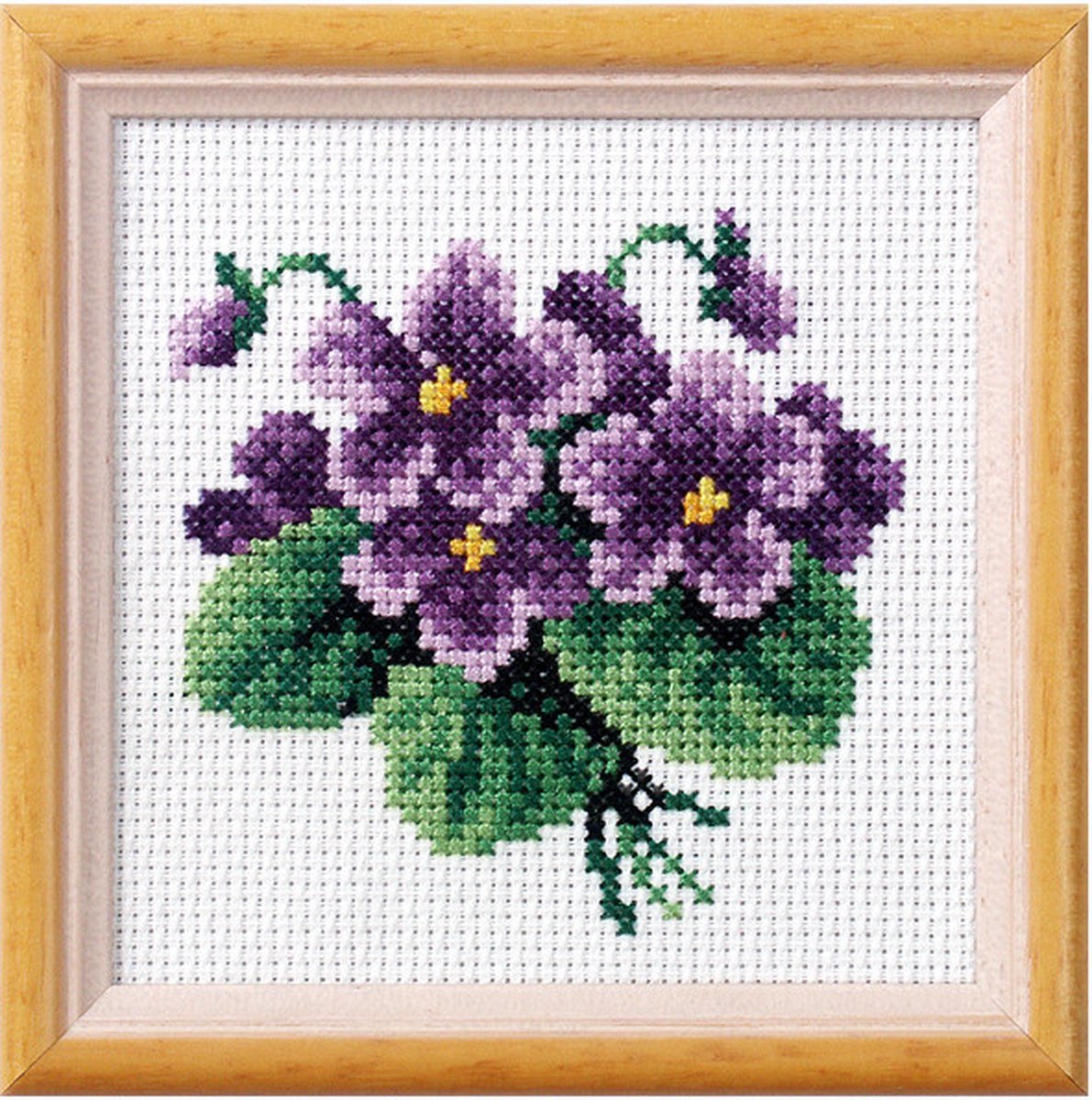 Voorbedrukt Borduurpakketje Viooltjes 11 x 11 cm 7518