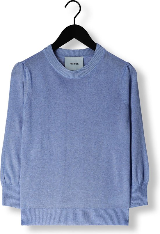 Minus Mersin Metallic Knit T-shirt Truien & vesten Dames - Sweater - Hoodie - Vest- Blauw - Maat XL