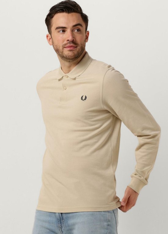 Fred Perry The Long Sleeve Fred Perry Shirt Polo's & T-shirts Heren - Polo shirt - Zand - Maat XL
