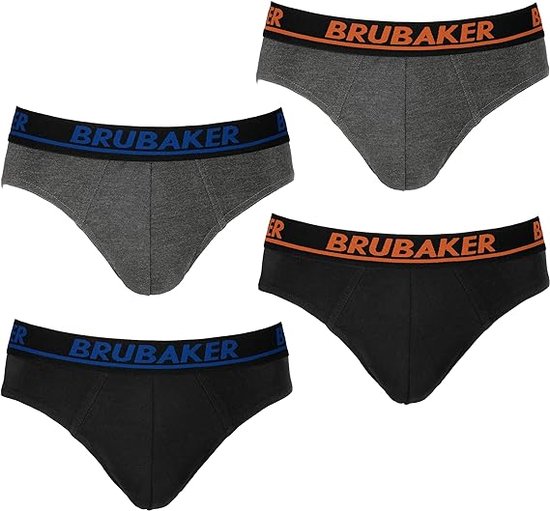 BRUBAKER Herenslip 4-pack - Comfort Onderbroek voor Heren met Elastische Tailleband - Effen Ondergoed van Katoen en Elastaan (Lycra®)