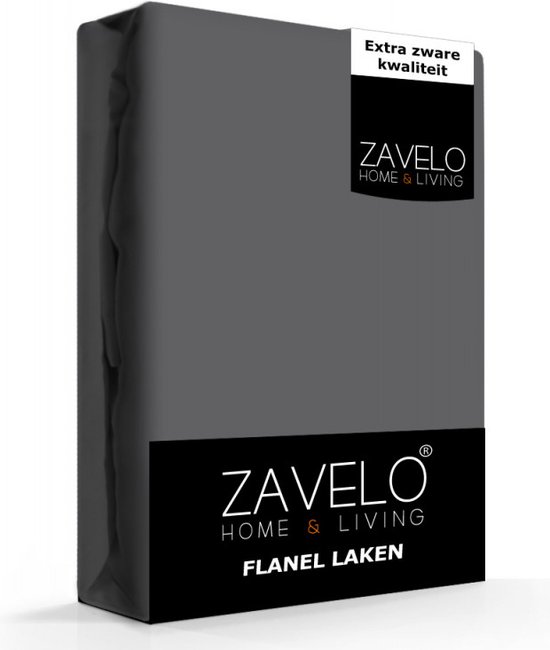 Zavelo Deluxe Flanel Laken Antraciet - Lits-jumeaux (240x260 cm) - 100% katoen - Extra Dik - Zware Kwaliteit - Hotelkwaliteit