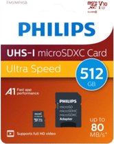 Philips FM51MP45B geheugenkaart- Micro SDXC kaart 512GB incl. adapter - Class 10 UHS-I U1