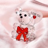 Kristal glas beertje i love you met rode strik- Gift - Hartje - Kristallen - Kristal - Cadeau Voor Vrouwen - Moederdag Cadeau - Valentijn cadeau - Liefde - Verrassing - kerastcadeau