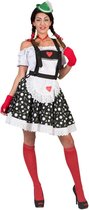 Funny Fashion - Boeren Tirol & Oktoberfest Kostuum - Ischgl Tiroler Edelweiss Rok En Bretels - Vrouw - Zwart, Wit / Beige - Maat 40-42 - Bierfeest - Verkleedkleding
