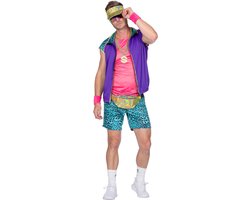 Wilbers & Wilbers - Grappig & Fout Kostuum - Miami Fitboy Ken Hetwel - Man - Blauw, Paars, Roze - XL - Carnavalskleding - Verkleedkleding