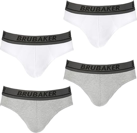 BRUBAKER Herenslip 4-pack - Comfort Onderbroek voor Heren met Elastische Tailleband - Effen Ondergoed van Katoen en Elastaan (Lycra®)