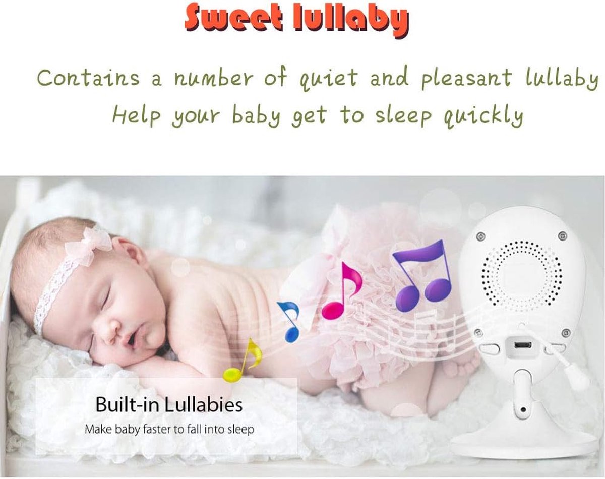 Babyfoon - Babyfoon met camera - Video & Audio - Baby monitor - Premium Baby Monitor - Slaaptrainer - Op afstand Bestuurbaar - Terugspreekfunctie - Slaapliedjes - Video & Audio – foto 8