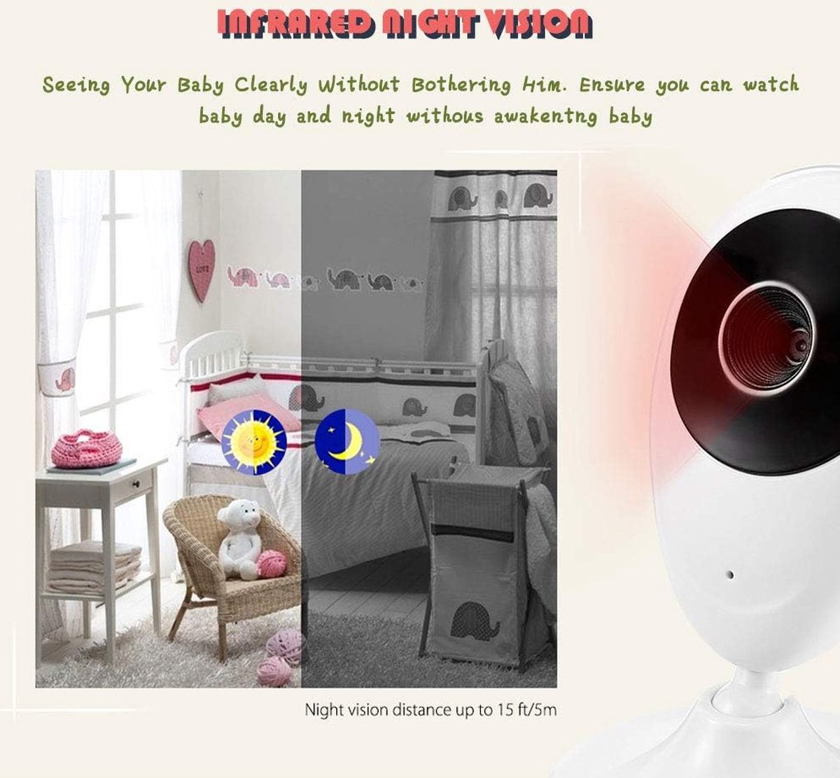 Babyfoon - Babyfoon met camera - Video & Audio - Baby monitor - Premium Baby Monitor - Slaaptrainer - Op afstand Bestuurbaar - Terugspreekfunctie - Slaapliedjes - Video & Audio – foto 5