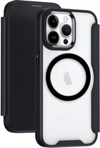 Portemonnee Hoesje Geschikt voor Apple iPhone 15 Pro Max | Compatibel met MagSafe | Wallet Book Case met Magneet | Beschermhoes met Pasjeshouder | Zwart