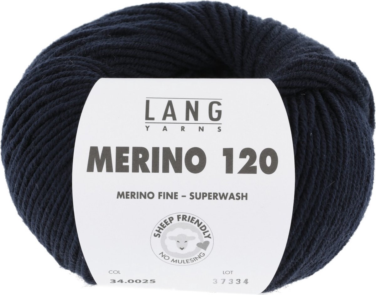 Lang Yarns Merino 120 - 25 marineblauw - Merinowol Garen