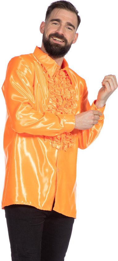 Costume des années 80 et 90 | Chemisier à volants Oranje en satin Wrong Disco | Taille 56 | Costume de carnaval | Déguisements