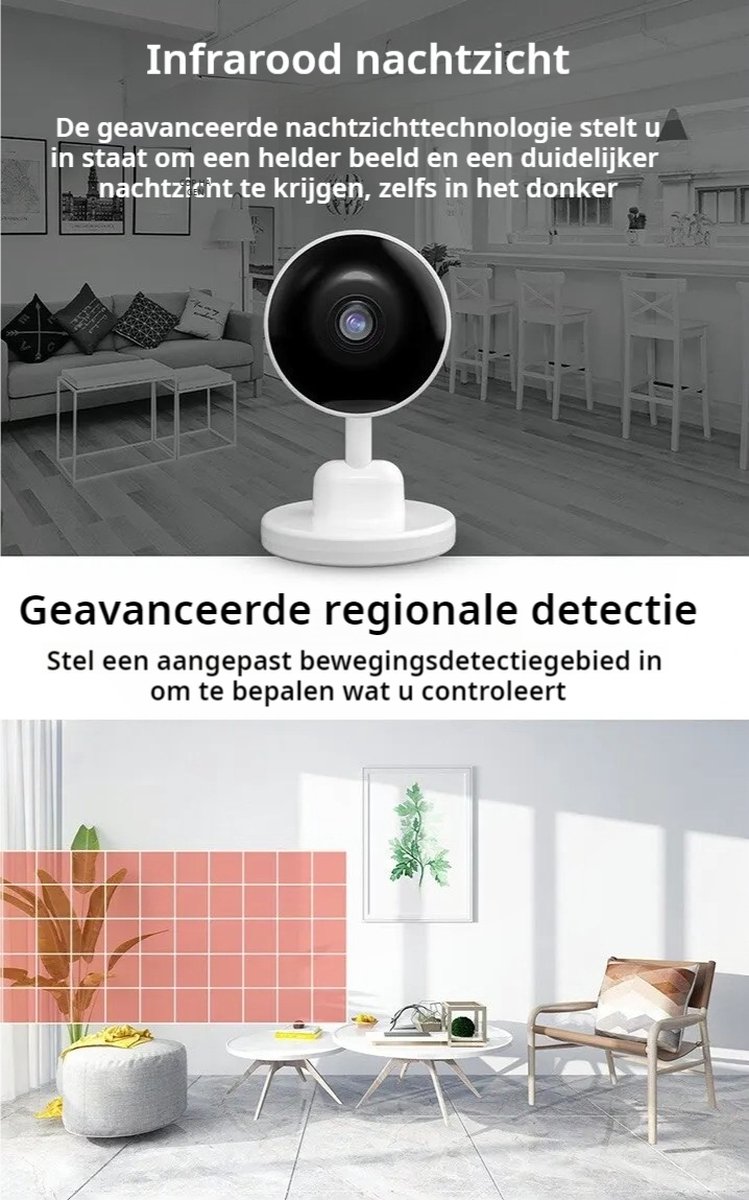 Afbeelding 3 van WiREO KidConnect WiFi™ Babyfoon met Camera en App - WiFi 2,4 Ghz - HD - Werkt met Tuya - Motion Tracking - Nightvision