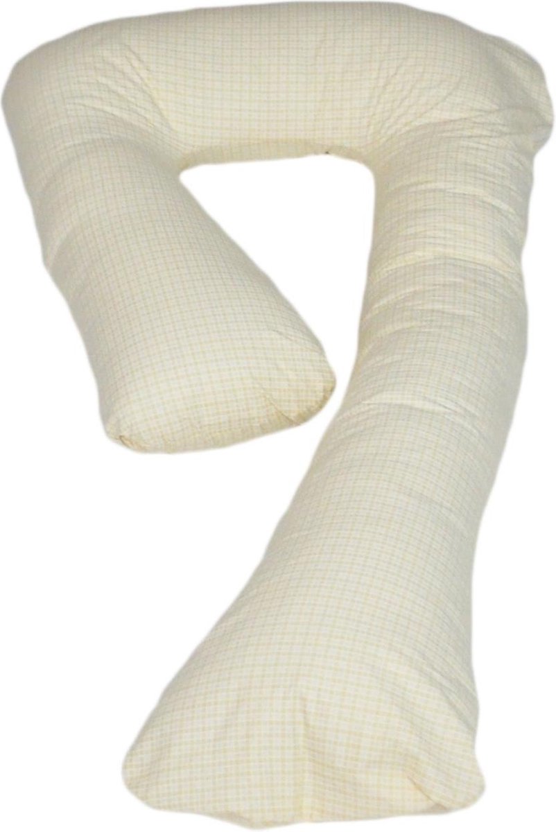Voedingskussen / Zwangerschapskussens | J-vorm 235 cm | Beige ruitjes Voedingskussen / Zwangerschapskussens | J-vorm 235 cm | Beige ruitjes