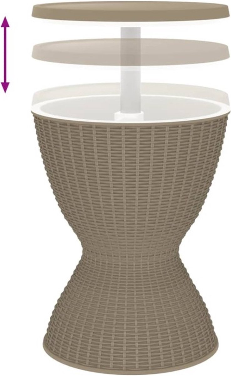 vidaXL IJskoeltafel 3-in-1 polypropeen zwart, drankkoeler, ijskoeler, koeltafel, ijsemmer, bistrotafel, cocktailtafel, koeler bartafel