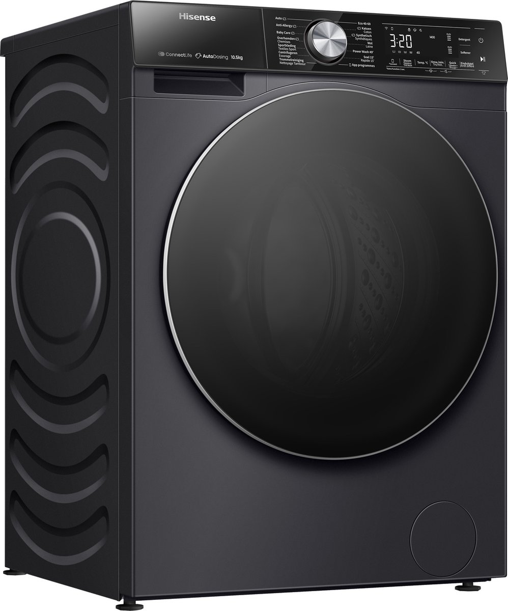 Hisense 5S Serie WF5S1045BB - Wasmachine met Energielabel A - 10,5kg - Auto dosing - 72dB (A) - Steam Wash -1400 toeren - Power Wash 49' - Connectlife — afbeelding 3