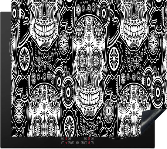 KitchenYeah® Inductie beschermer 59x52 cm - Tieners - Skull - Bloemen - Patronen - Kookplaataccessoires - Afdekplaat voor kookplaat - Inductiebeschermer - Inductiemat - Inductieplaat mat