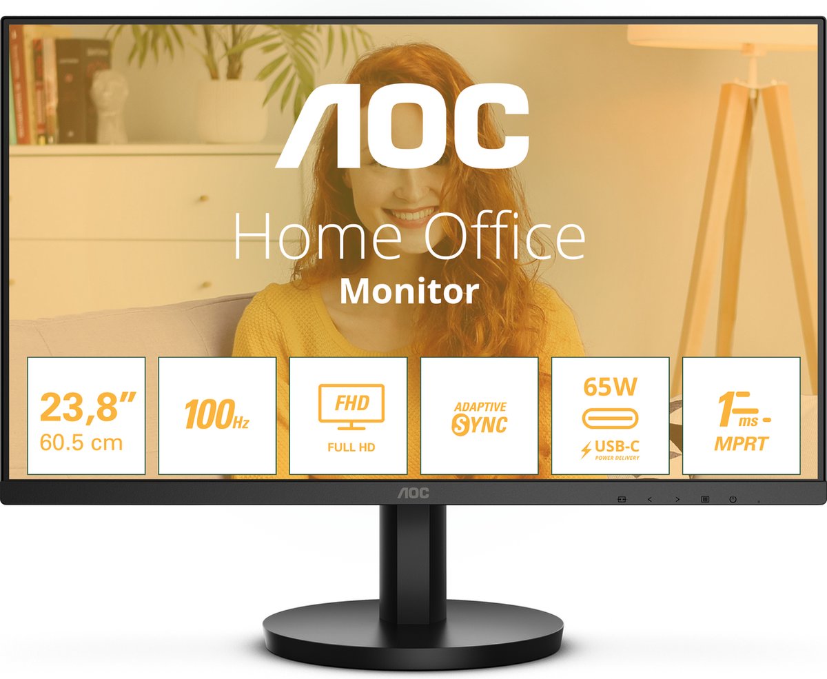 AOC 24B3CA2 - Full HD IPS Monitor - USB-C 65w - USB-hub - Speakers - 24 inch op Prijzenvolger.com
