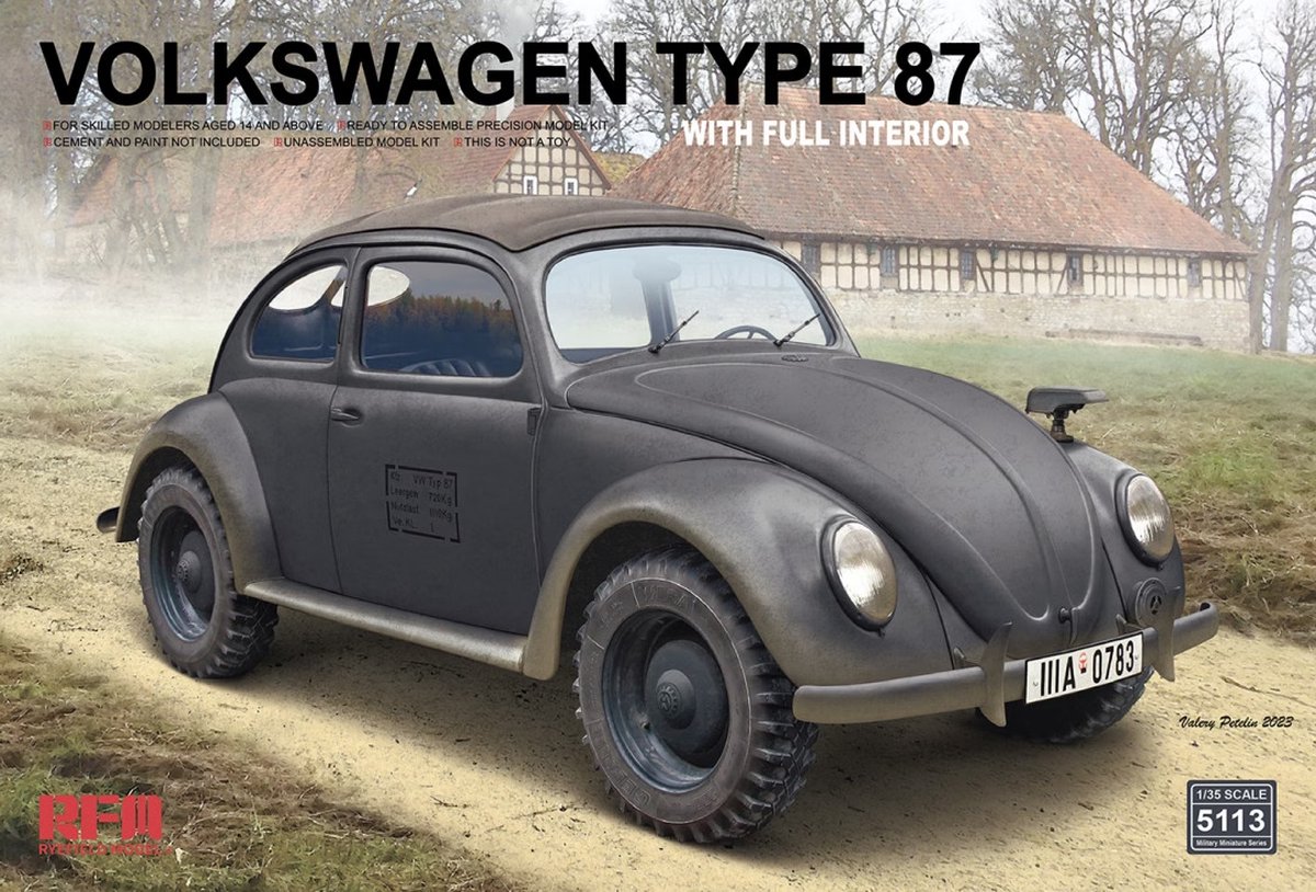 Rye Field Model Modelbouwpakket Auto - 5113 Volkswagen Type 87 met Volledig Interieur Plastic - 1:35 - Modelbouw