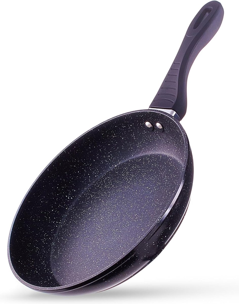 Koekenpan 24 cm Inductiepan - Aluminium pan met antiaanbaklaag - Koekenpan 24 cm Inductie - Koekenpan met anti-aanbaklaag - Gecoate pan voor gaskookplaat - Inductiepan met "steen" coating