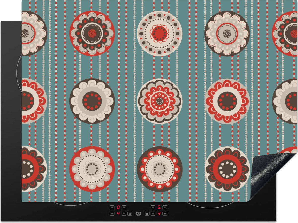 KitchenYeah® Inductie beschermer 71x52 cm - Bohemian - Bloemen - Vintage - Design - Kookplaataccessoires - Afdekplaat voor kookplaat - Inductiebeschermer - Inductiemat - Inductieplaat mat