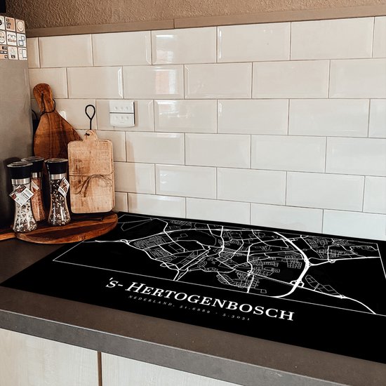 KitchenYeah® Inductie beschermer 89.6x51.6 cm - Plattegrond - 's-Hertogenbosch - Stadskaart - Kaart - Kookplaataccessoires - Afdekplaat voor kookplaat - Inductiebeschermer - Inductiemat - Inductieplaat mat