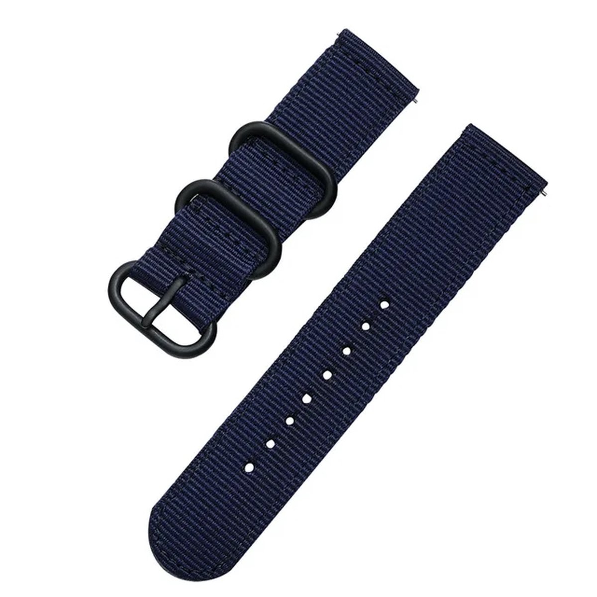 DrPhone Nylon Flex Strap - Nylon Horlogeband - 18mm - Zwarte Sluiting - Donkerblauw