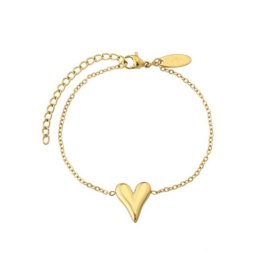By Shir Armband edelstaal hart charm goud