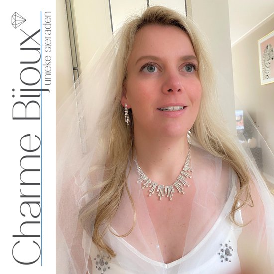 2- delig- bruids -set- Charity -ketting - oorbellen- Trouwen-Charme Bijoux