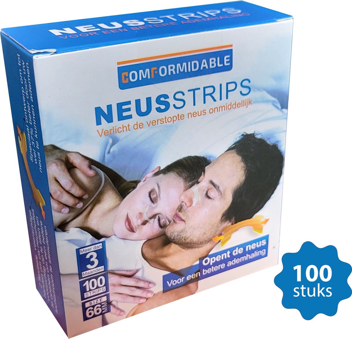 Comformidable Neusstrips – Anti Snurk Strips – Neuspleisters Snurken – 100 Neus Strips – Neusspreider – Nachtrust – Anti Snurk Producten –  Hypoallergeen – Breathe - Comformidable