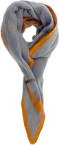 LOT83 Sjaal Fem - Vegan leren sluiting - Omslagdoek - Ronde sjaal - Grijs, oranje - 1 Size fits all