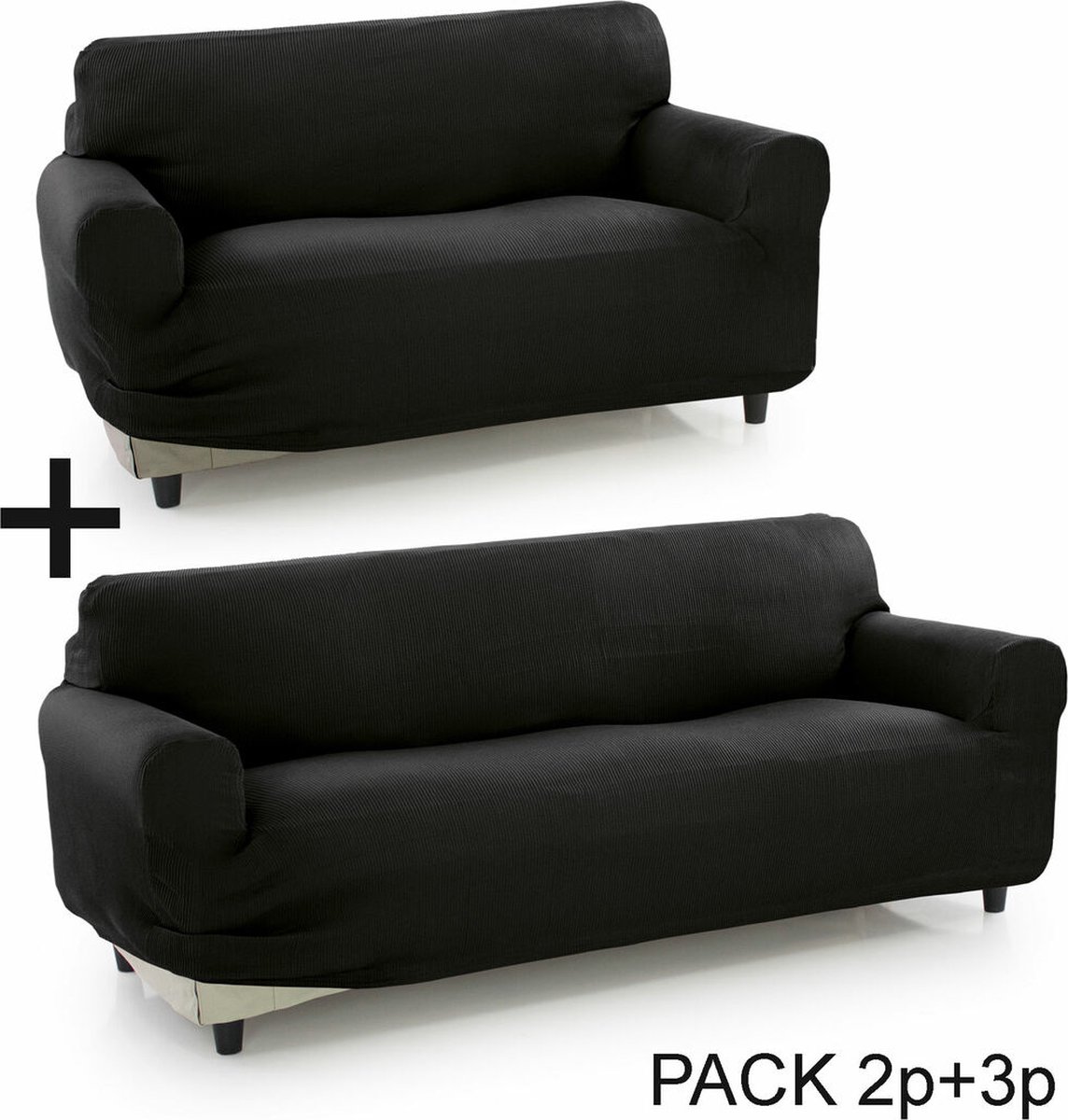 Bankbedekking Sofakover Pocket Duo Romeo 2 Stuks - Zwart