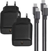 2-PACK 25W USB-C Snellader met Kabel USB C - Oplaadset S21, A52, A72, A73, A51, Note 20 Ultra - USBC lader