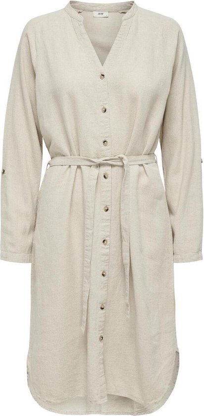 Jacqueline de Yong Jurk Jdysay L/s Linfold Up Belt Dress Wv 15317393 Oatmeal/melange Dames Maat - S