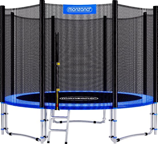 Monzana Trampoline - 244cm Veiligheidsnet Ladder - Zwart Blauw