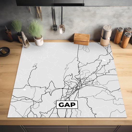 KitchenYeah® Inductie beschermer 78x78 cm - Plattegrond – Gap – Stadskaart – Kaart – Frankrijk - Kookplaataccessoires - Afdekplaat voor kookplaat - Inductiebeschermer - Inductiemat - Inductieplaat mat