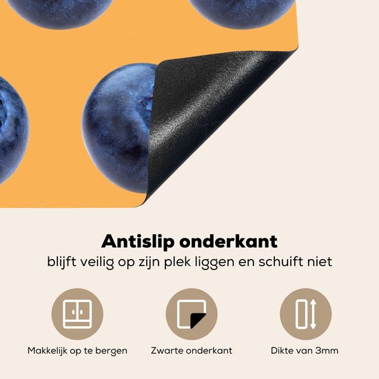 KitchenYeah® Inductie beschermer 70x52 cm - Blauwe bes - Oranje - Patroon - Kookplaataccessoires - Afdekplaat voor kookplaat - Inductiebeschermer - Inductiemat - Inductieplaat mat