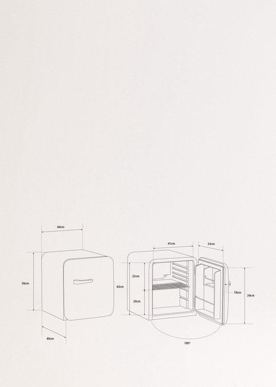 CREATE - Koelkast in retrostijl - Zwart - Handvat Hout - FRIDGE RETRO 48L van create — afbeelding 3